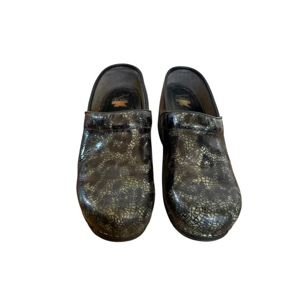 Dansko XP Pro Clogs Size 42 12 Black Blue Crackle Slip on Shoes Platform Leather - Picture 3 of 8